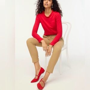 J. Crew Ruffle red mock neck M top blouse